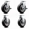 Service Caster 6 Inch Rubber on Aluminum Caster Set with Roller Bearings 2 Brakes 2 Rigid SCC-20S620-RAR-TLB-2-R-2 - alternate 4